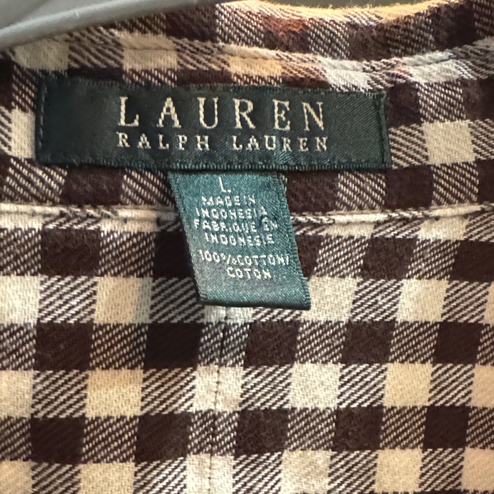 Lauren Ralph Lauren Cream and Brown Plaid Shirt